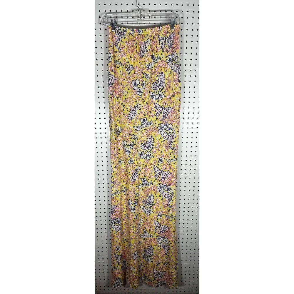 Lilly Pulitzer Marlisa Yellow Starfruit Maxi Dress Strapless size xs